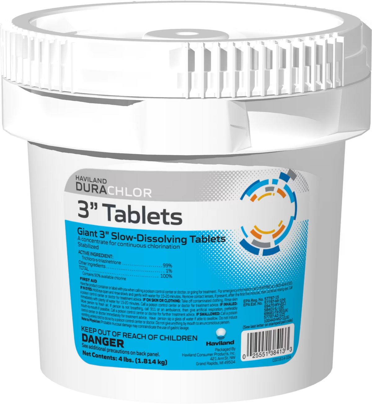 DURACHLOR 3" STABILIZED CHLORINE TABS 4LBS C002351-CS77C1