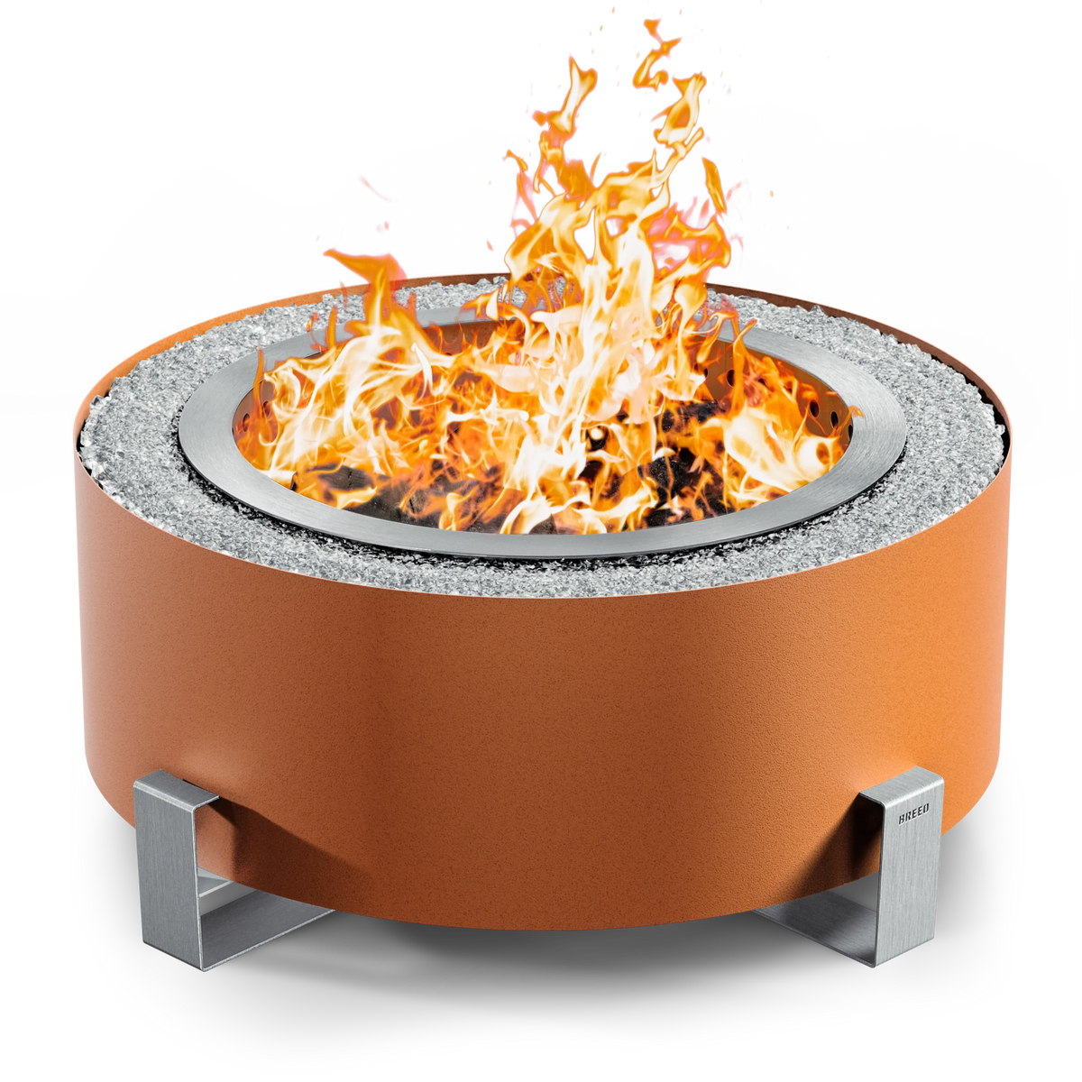 BREEO LUXEVE 24" SMOKELESS FIRE PIT W/ LID & GLASS - EARTH RUST