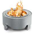 BREEO LUXEVE 24" SMOKELESS FIRE PIT W/ LID & GLASS - SILVER VEIN