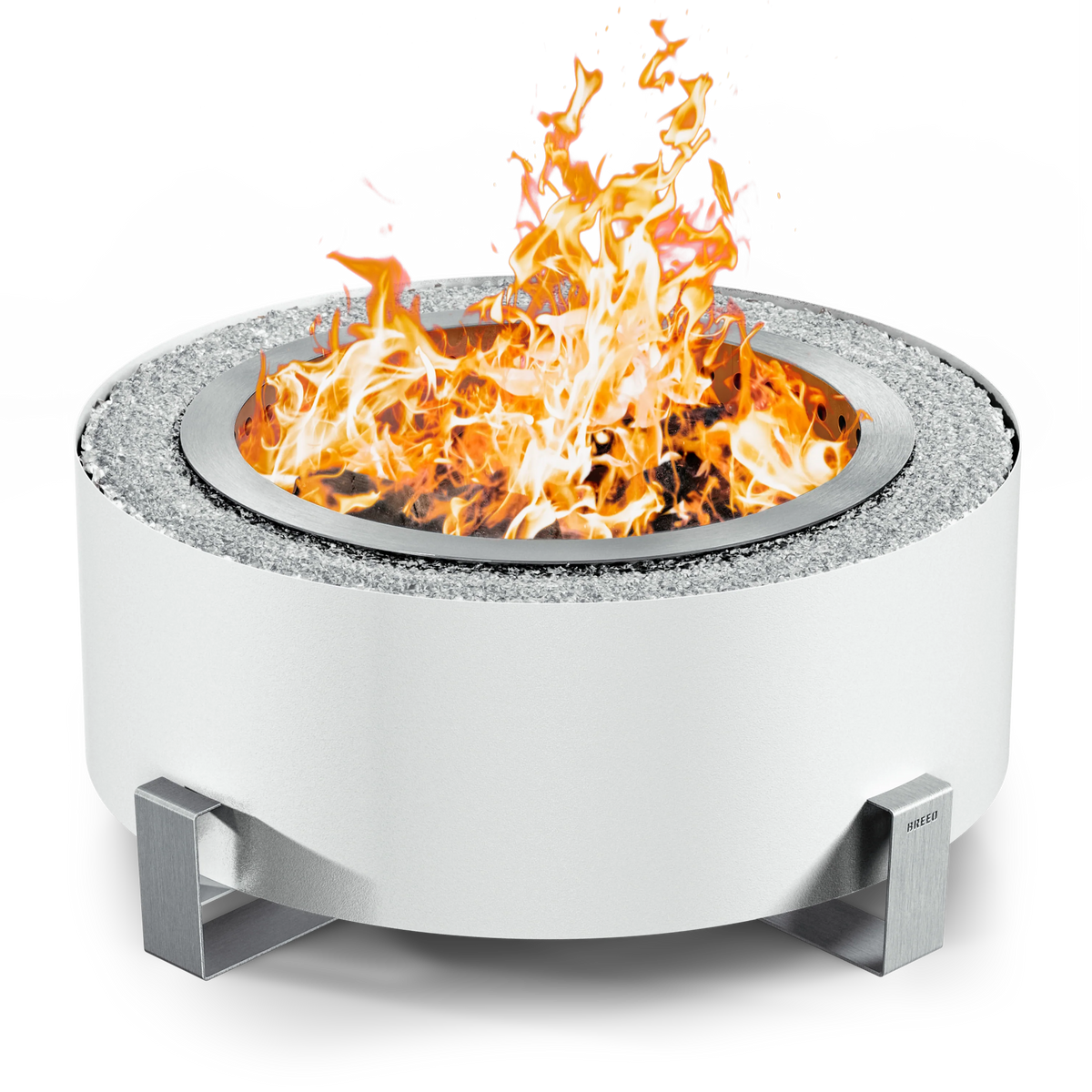 BREEO LUXEVE 24" SMOKELESS FIRE PIT W/ LID & GLASS - WHITE RIVER